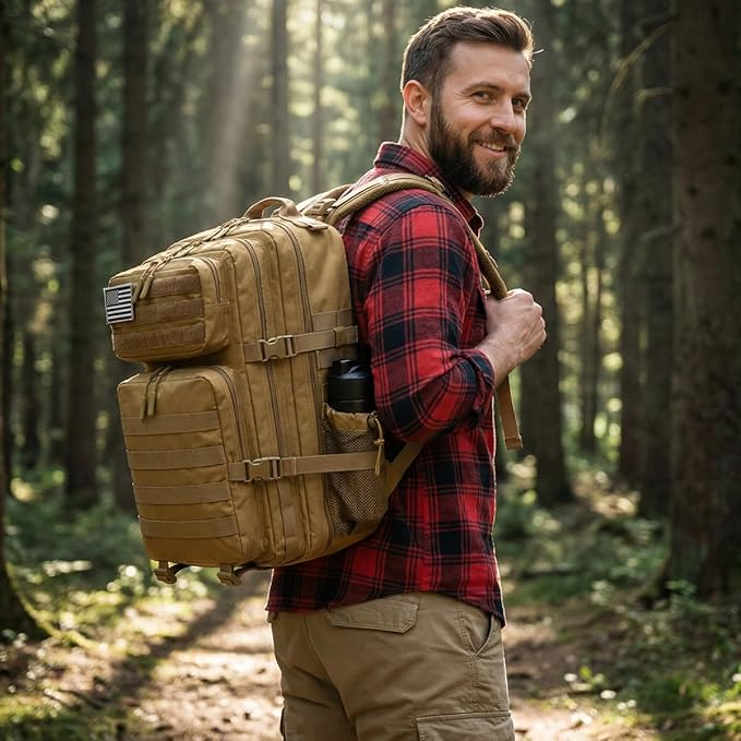 45L Tactical Backpack for Men Women, Military Assault Pack with MOLLE, Large 3 Day Bug Out Bag for Hiking Camping