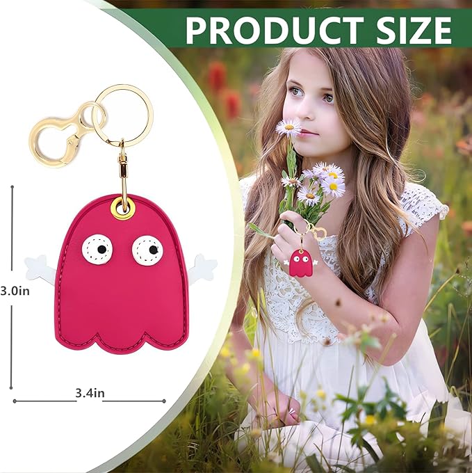 Leather Keychain Holder Case Compatible with AirTag,Cute air tag Cover with Keychain Ring,GPS Tracker Case for Keys