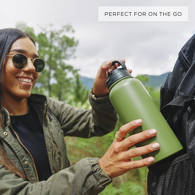 JoyJolt Triple Insulated Water Bottle with Straw Lid AND Flip Lid! 32oz, 12 Hour Hot/Cold Vacuum Insulated Stainless Steel Large Bottle. BPA-Free Leakproof Thermos Water Bottles