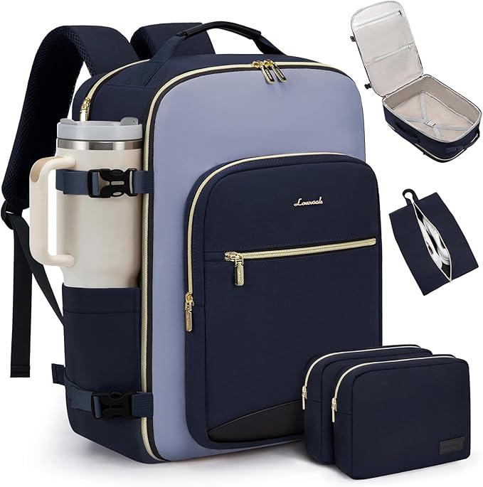 LOVEVOOK 50L Travel Backpack for Women & Men, Airline Approved Carry On Luggage with 3 Packing Cubes, TSA Overnight Bags, Waterproof Personal Item Bag, Weekender Essentials Backpacks fits 17" Laptop