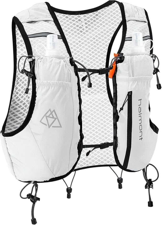 Haimont Running Hydration Vest with Water Bottles for Men Women, Lightweight 10L Hydrated Vest Pack for Trail Running, Hiking