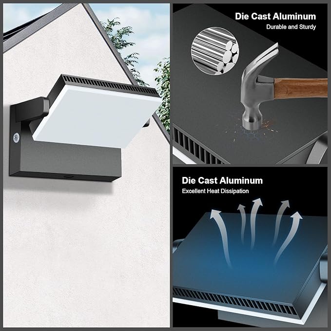 Modern Sleek Flood Lights Outdoor, 120W 5000K Dusk-to-Dawn Photocell with 360° Rotation, 18000LM IP65 Waterproof LED Security Wall Pack for Building,Yard,Driveway (4 Pack)