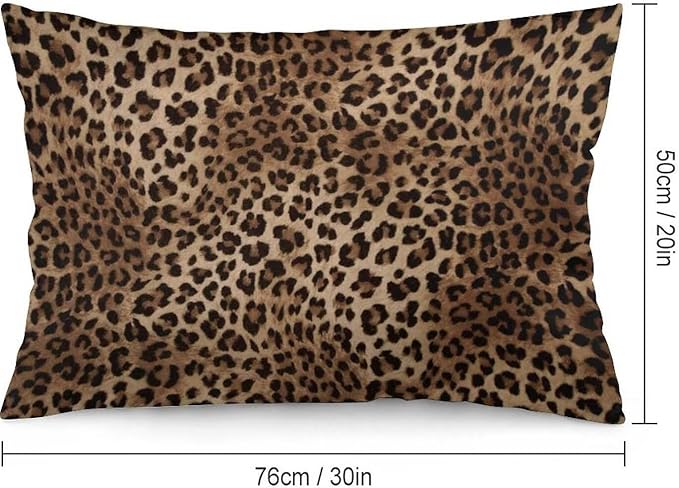 Brown Leopard Throw Pillow Covers Set of 2 Queen Size Black Cheetah Skin Wild Animal Print Pillow Cushion Cases Standard Pillow Cases Decorative Pillowcase 20X30 Inch for Sofa Bed