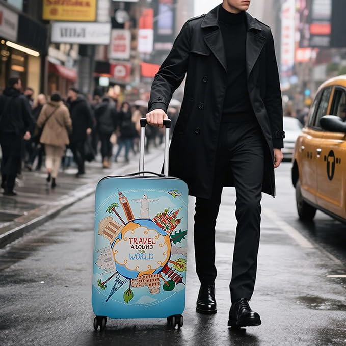WUJIAONIAO Travel Luggage Cover Baggage Suitcase Cover Protector Skins 18-32 Inch (ocean, L (for 25-28 inch luggage))