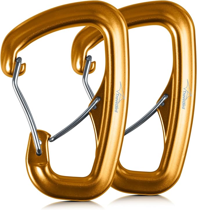 Heavy Duty Carabiner Clip Hook 8KN (1763 lbs), 2 PCS Ultra-Light Aluminum Caribeaners with Double Door D Ring Shape, for Hammock, Camping, Hiking, Backpacking, Dog Leash, Keychain Clip