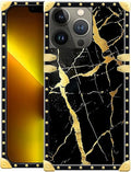 Compatible with iPhone 13 Pro Max Case, Black Gold Marble Nature Luxury Golden Decoration for Girl Women Soft TPU Shockproof Protective Hard PC Back for iPhone 13 Pro Max