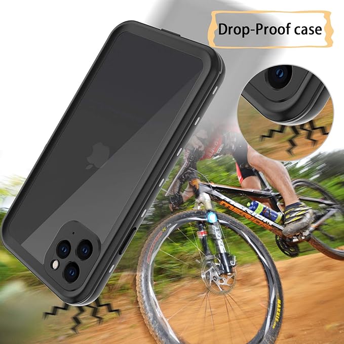 Waterproof Phone Case Compatible with iPhone 11 Pro Max, IP68 Waterproof Shockproof Dust-Proof Phone Case with Built in Screen Protector, Full Body Protective Case (Black, iPhone 11 Pro Max)
