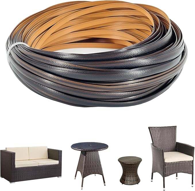 120 Ft Wicker Repair Kit, Plastic Wicker Repair Supplies, Mixed Dark Brown, Synthetic Rattan Replacement Material for Patio Wicker Furniture Sofa Chair Repair