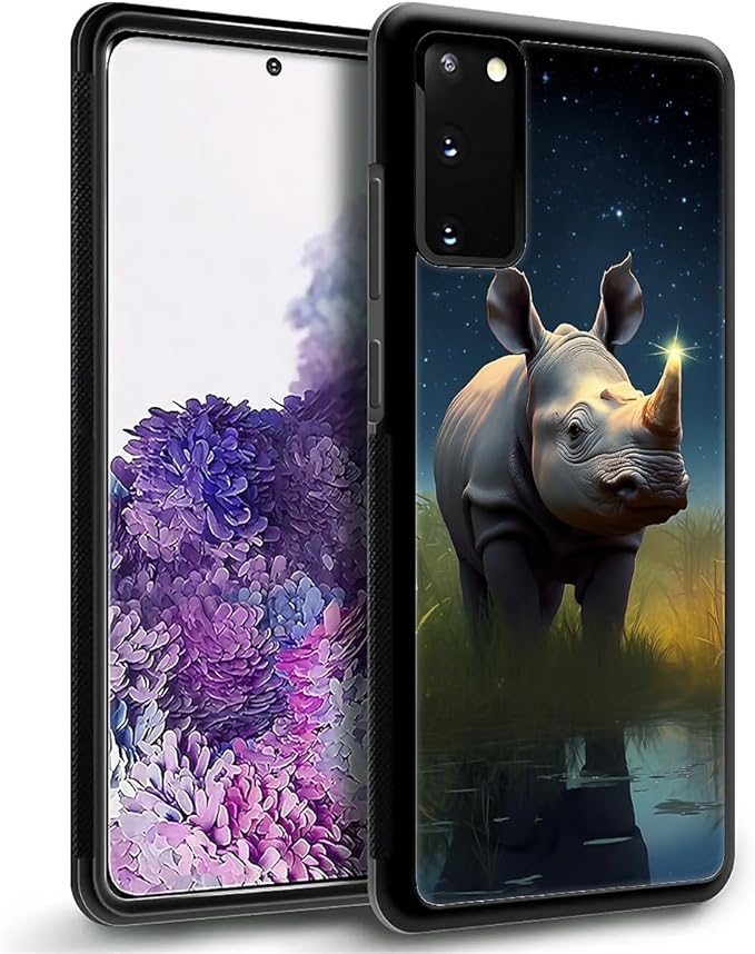 for Samsung Galaxy S20 Case, Rhino Water Marshes Pattern Graphic Design Girl Boy Soft Silicone Hard Acrylic Shock Protection for Samsung Galaxy S20