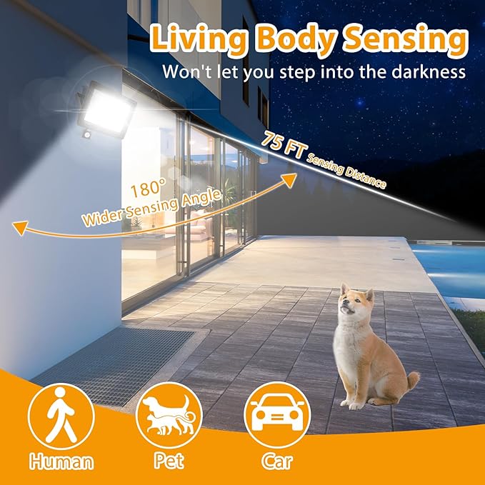 YANYCN 2 Pack 100W LED Motion Sensor Flood Light,Dusk to Dawn,IP66 Waterproof, 11800 Lumens, 5000K Daylight White, Super Bright Security Light for Garage, Front Porch, Barn