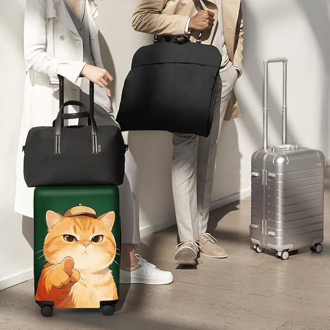 ANNA QUEEN Funny Cat Luggage Cover,Cute Cartoon Stretchable Suitcase Protector Sleeve,Fit for 24-26 Inch Checked Baggage,Water Resistant Durable Luggage Protector