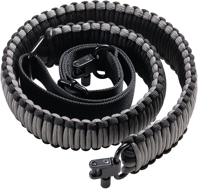 VVAAGG Two-Point Paracord Rifle Sling with Swivels, Non-Slip Gun Sling with Adjustable Length Strap