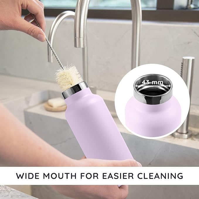 Bambaw Insulated Water Bottle 32 oz, Leak-Proof Water Bottle Stainless Steel, Keeps Drinks Cold for 24h Cold and Hot for 12h, With a Wide Mouth for Easy Cleaning & To Fit a Tea Infuser (Lavender Haze)