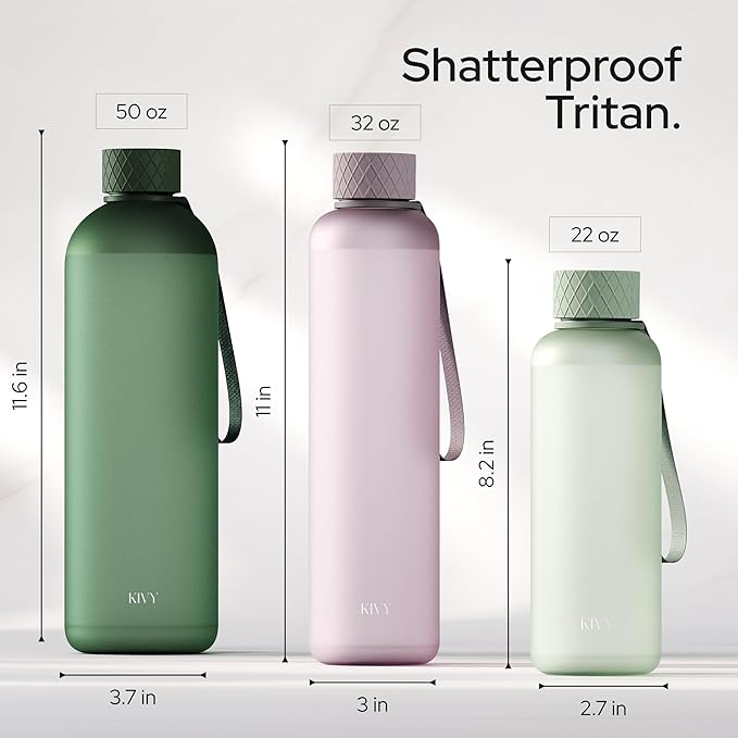 KIVY Slim Water Bottle 22oz [Lightweight & Shatterproof] Leak Proof Bottle for Women & Men - Clear plastic water bottle no straw - Dishwasher Safe Tritan Bottle BPA Free