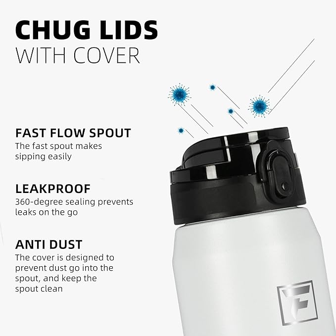 Fanhaw 24 oz Insulated Stainless Steel Water Bottle with Anti-Dust Chug Lid, Leakproof Vacuum Metal Bottle for Kids, Women & Men (Navy Blue)