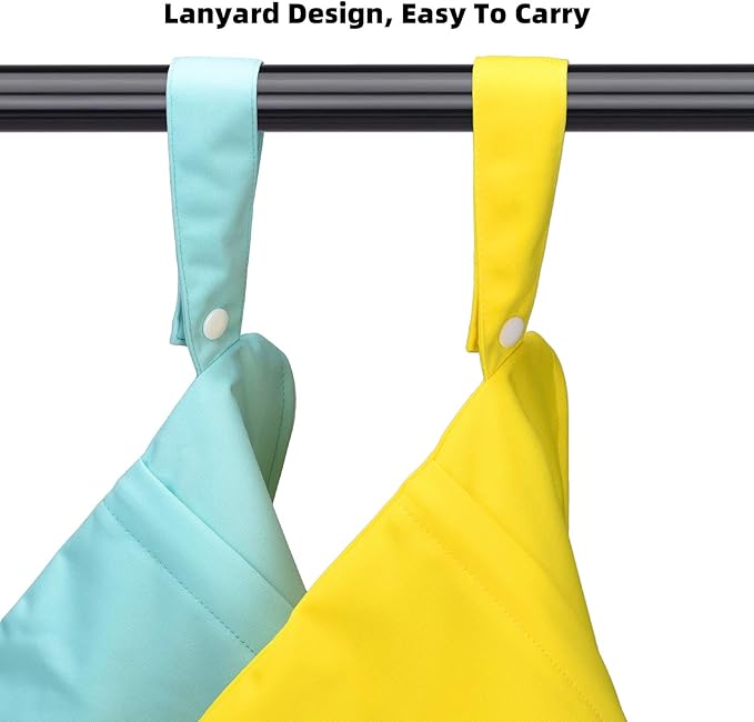 Waterproof Wet Dry Bags with Two Pockets 2-Pack Cloth Diaper Travel Organizer 11x14