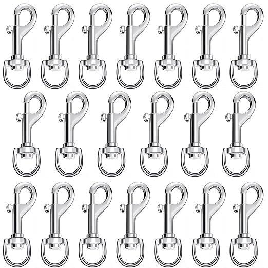 Therwen Heavy Duty 2.76 Inch Flag Hooks Clasp Single Ended Clip Hooks Multipurpose Bolt Snap for Keychain Camera Strap Linking Pet Leash (20)