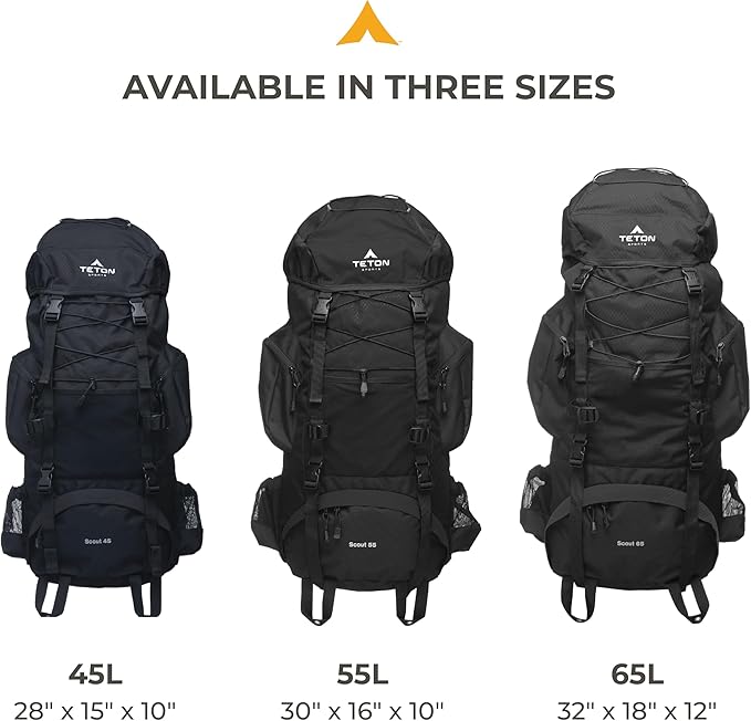 Teton 45L Scout Internal Frame Backpack for Hiking, Camping, Backpacking, Rain Cover Included, Bluejay