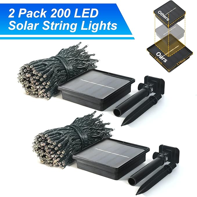 JMEXSUSS 2 Pack Solar String Lights Outdoor Waterproof, Total 400 LED 151FT Solar Christmas Lights Outdoor, 8 Modes Christmas Light for Outside Patio Yard Tree Decorations, Blue