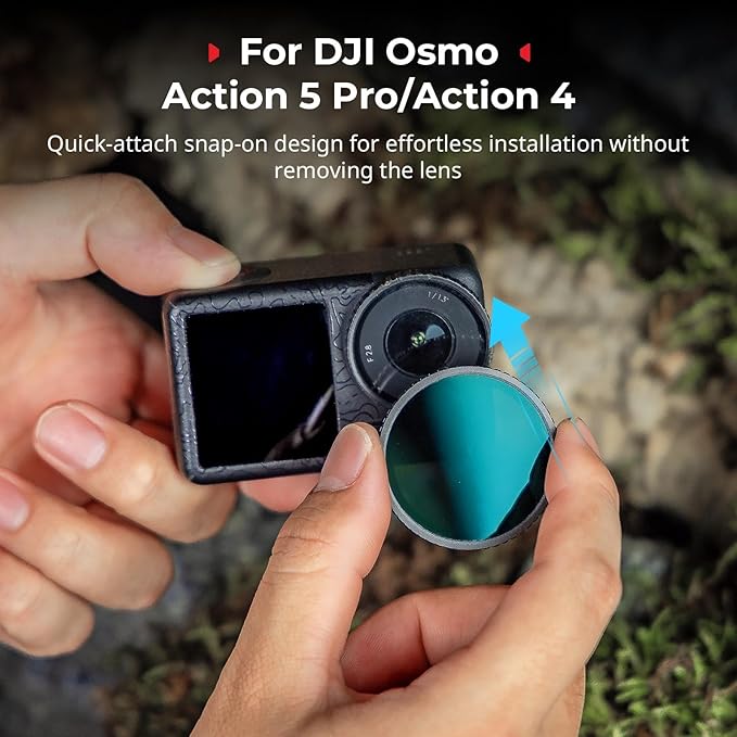 SmallRig ND Filter Kit for DJI Osmo Action 5 Pro/Action 4, 5 Pack CPL FS ND8 ND16 ND32 Snap-On Polarizing Neutral Density Filters & Lens Silicone Cover, HD Optical Glass/Multi-Coated Filters 5411