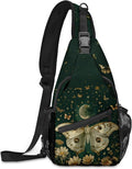 FyLybois Moth Sling Bag for Women Lightweight Crossbody Backpack Casual Daypack with Adjustable Strap for Travel Work Hiking Everyday Use