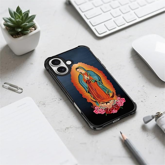 for iPhone 17 Case,for MagSafe Graphic Design for Girl Boy Soft Silicone Hard Acrylic Shock Protection Designed for iPhone 17 Red Virgen Guadalupe Pattern