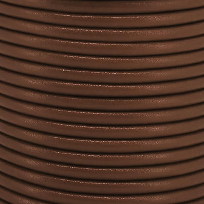Mandala Crafts Round Cowhide Genuine Brown Leather Cord for Jewelry Making Kumihimo Leather Rope Spool - Brown String Lace - 20 Yds 2mm Cording