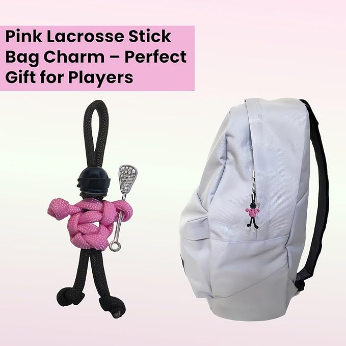 Lacrosse Keychain with Stick | Paracord Buddy Backpack Charm | Sports Zipper Pull & Ornament | Gift for Lacrosse Player