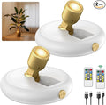 Rechargeable Battery LED Spotlight Indoor: Wireless Mini Art Accent Spot Lights with Timer Remote - Small Dimmable Uplight for Plants Display Painting Dartboard Artwork Portrait Closet (2 pack-white)