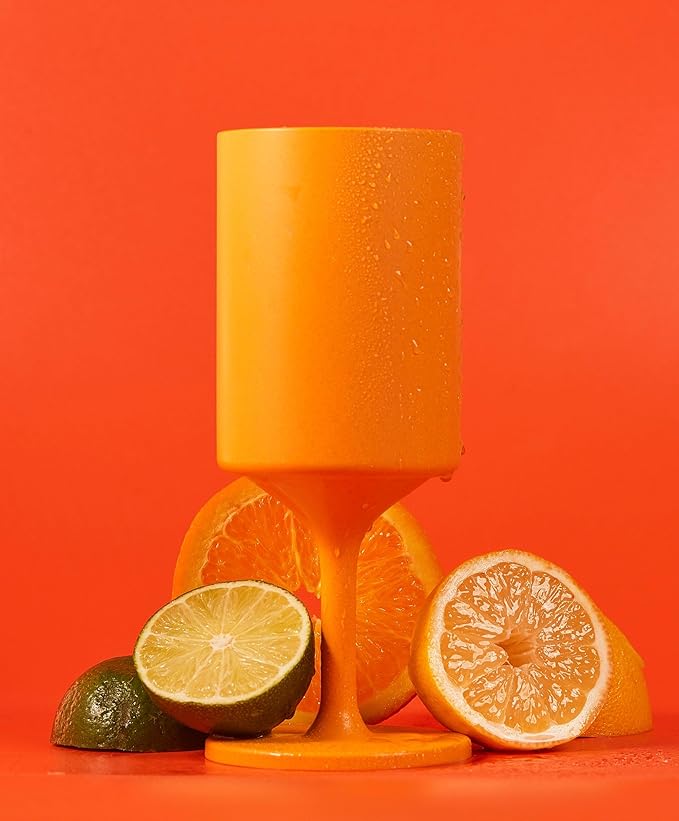 Knork Eco 4 Piece Party Cup, Outdoor Wine Stem, Orange