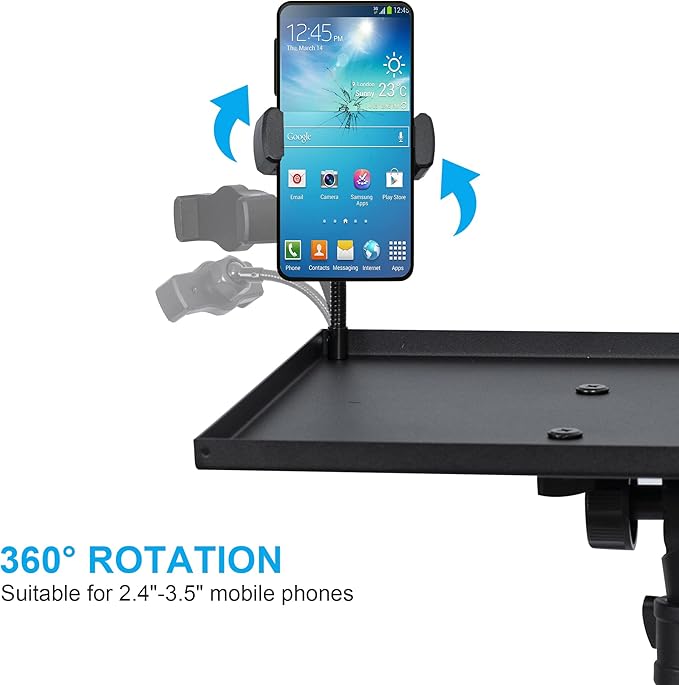 Projector Stand Tripod Adjustable, Laptop Height from 23.5 to 63.5 inches with Gooseneck Phone Holder, Floor for Office, Home, Stage, Studio, DJ Racks Holder Mount, 23.5inch-63.5inch