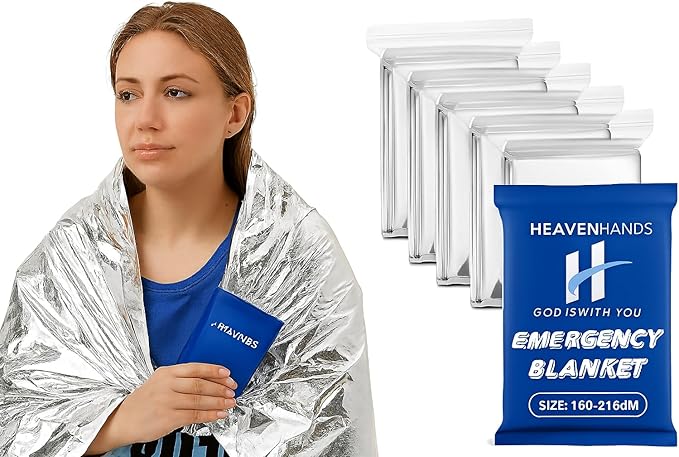 Emergency Blankets Pack of 10 – Mylar Thermal Space Blanket for Survival, First Aid, Camping, Hiking, Outdoor, Marathon, Cold Weather Protection