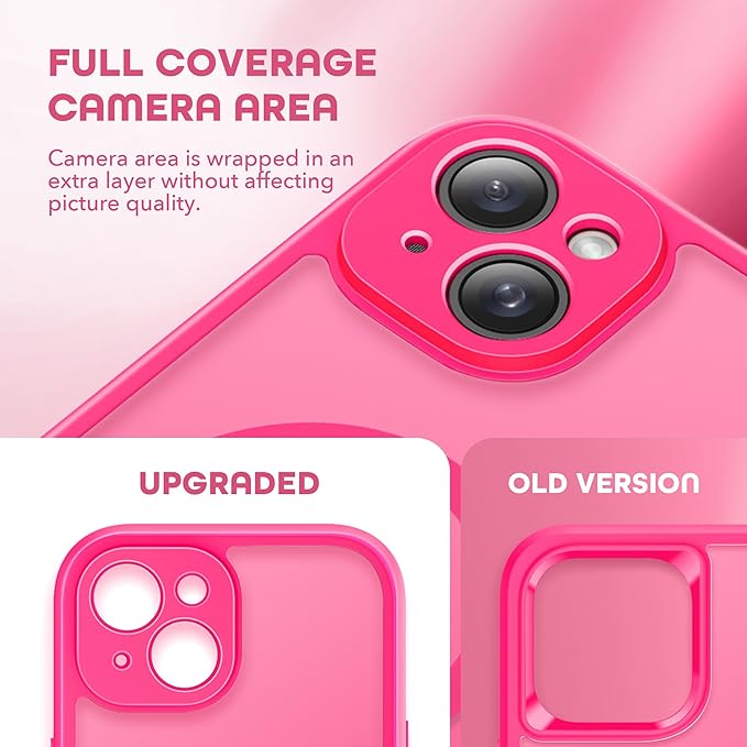 TIESZEN for iPhone 15 Plus Case, Compatible with MagSafe, Built-in Privacy Screen Protector and Camera Protection, Anti Spy Full Body Dustproof Shockproof Hard Phone Case 6.7", Hot Pink
