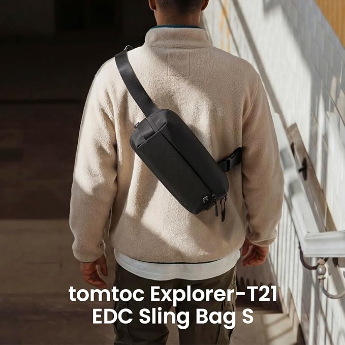 tomtoc Compact EDC Sling Bag 3L-10L, Minimalist Crossbody Bag Chest Shoulder Pack for Men Women, X-pac/Recycled Polyester
