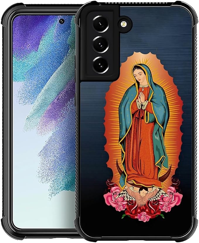 for Samsung Galaxy S22 Plus Case, Red Virgen Guadalupe Pattern Graphic Design Girl Boy Soft Silicone Hard Acrylic Shock Protection for Samsung Galaxy S22 Plus