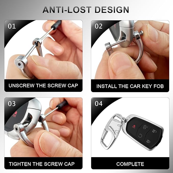 Keychain with Carabiner Clip, 4 Heavy Duty Key Rings and D Ring for Men's Car Key Fob Holder Fits Belt Loops