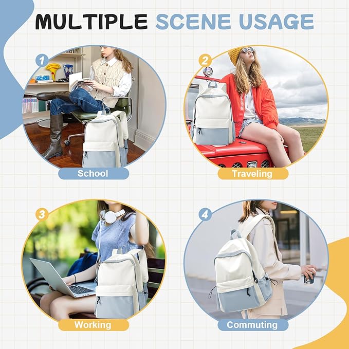 BJLFS Blue White Backpack for Women Men, Gym Backpack for Women Foldable Outdoor Weekender Gym Bag, Waterproof Sports Back Pack & Dance Yoga travel Bag