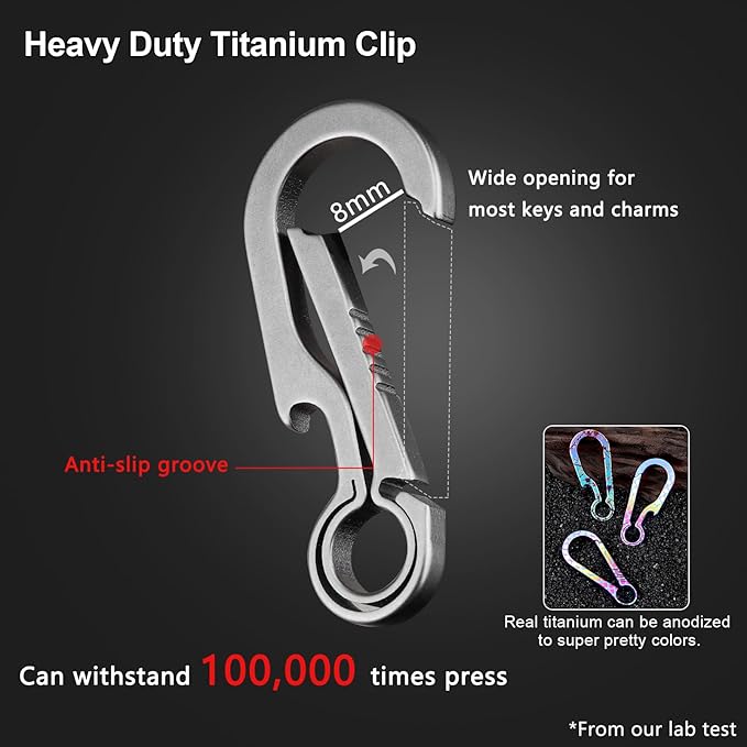 PJYTAC Key Chain Clip Titanium Carabiner Keychain Quick Release Carabiner for Keys Titanium Key Rings Heavy Duty
