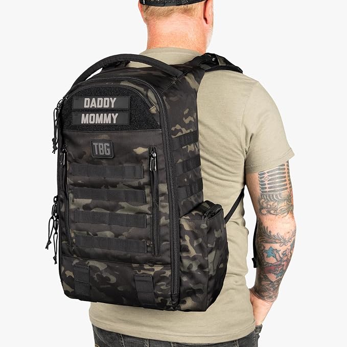 Tactical Baby Gear Daypack Tactical Diaper Bag Backpack for Dads - MOLLE compatible, Built-in Changing Mat, Stroller Straps (Multicam Black 4th Gen)