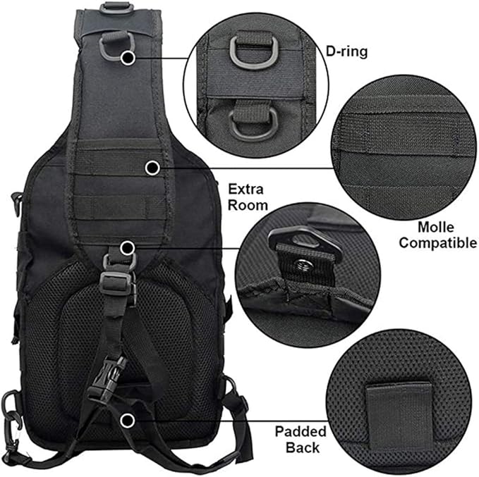 hopopower Tactical Sling Bag, Sport Bag Military Rover Shoulder Backpack EDC Assault Range Bag, Chest Pack Handbag Waterproof