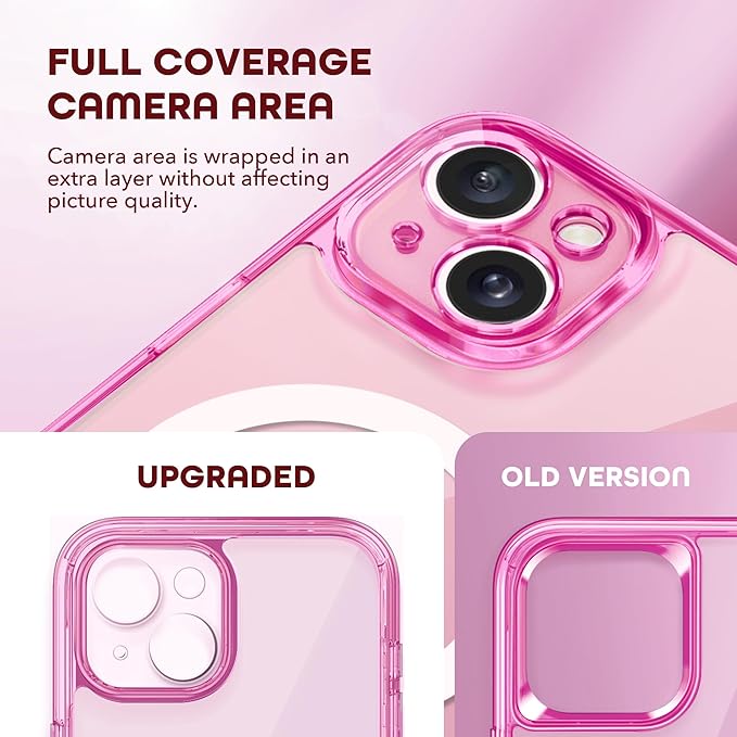 TIESZEN for iPhone 15 Plus Case, Compatible with MagSafe, Built-in Privacy Screen Protector and Camera Protection, Anti Spy Full Body Dustproof Shockproof Hard Phone Case 6.7", Bright Pink