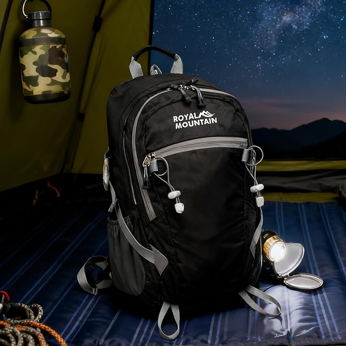 Hiking Backpack With Rain-cover, 20L Travel Backpacks For Women Men, Camping Daypack Backpacks Lightweight, Durable Hiking Backpack Fit For Camping, Daily Commuting, Short Trips (Black)