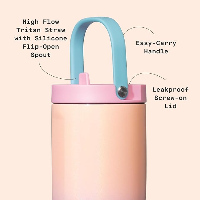 Corkcicle Go Cup XL - Leak-Proof Travel Tumbler - Triple Insulated Stainless Steel Water Bottle - Easy-Carry Handle - Summer Drinkware Gift - Keeps Drinks Ice Cold - 30 oz - Lover