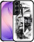 for Samsung Galaxy S26 Case,Graphic Design for Girl Boy Soft Silicone Hard Acrylic Shock Protection Designed for Samsung Galaxy S26 Lion Cross Jesus Christ Dove Pattern