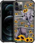 for iPhone 11 Pro Case, Cute Little Elephant Sunflower White Line Art Pattern Made of Soft Silicone Hard Acrylic Shock Protection for iPhone 11 Pro