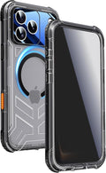 for iPhone 17 Pro Max Waterproof Case with Magsafe, Built-in [Privacy Screen Protector] [Lanyard], IP68 Water Proof Full Body Dustproof Anti-Spy Frosted Protective Phone Cover, 6.9" Black