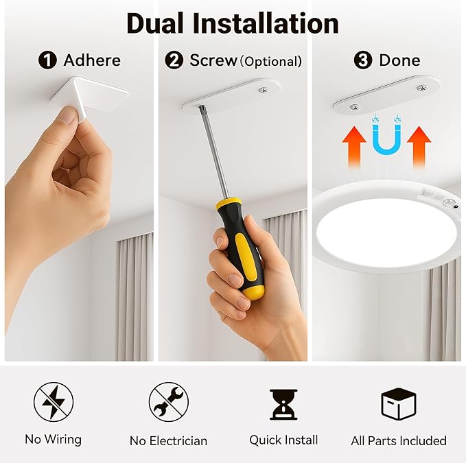 Rechargeable Ceiling Light, No Wiring Battery Operated Ceiling Lights with Remote, Motion Sensor Dimmable Timing Motion Activated Overhead Shower Light for Bathroom Pantry Hallway Porch (8)