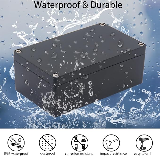 2 Pack Project Box IP65 Waterproof Junction Box ABS Plastic Black Electrical Boxes DIY Electronic Project Case Power Enclosure 3.27"x3.19"x2.2"(83x81x56mm)