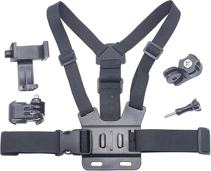Mobile Phone Chest Mount Harness Strap Cell Phone Holder Mount for Video Recording Bike/Kayak/Fishing/Skateboard POV/VLOG for iPhone/Samsung for GoPro Hero 11 10 9 8/Insta360/DJI Action Camera, Black