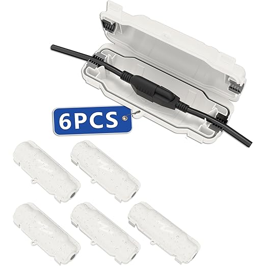 6 Pack Outdoor Extension Cord Safety Cover with Waterproof Seal IP54 Water-Resistant, Weatherproof Electrical Connection Box with 2 Latches, Plug, Socket, Holiday Decoration Light, White